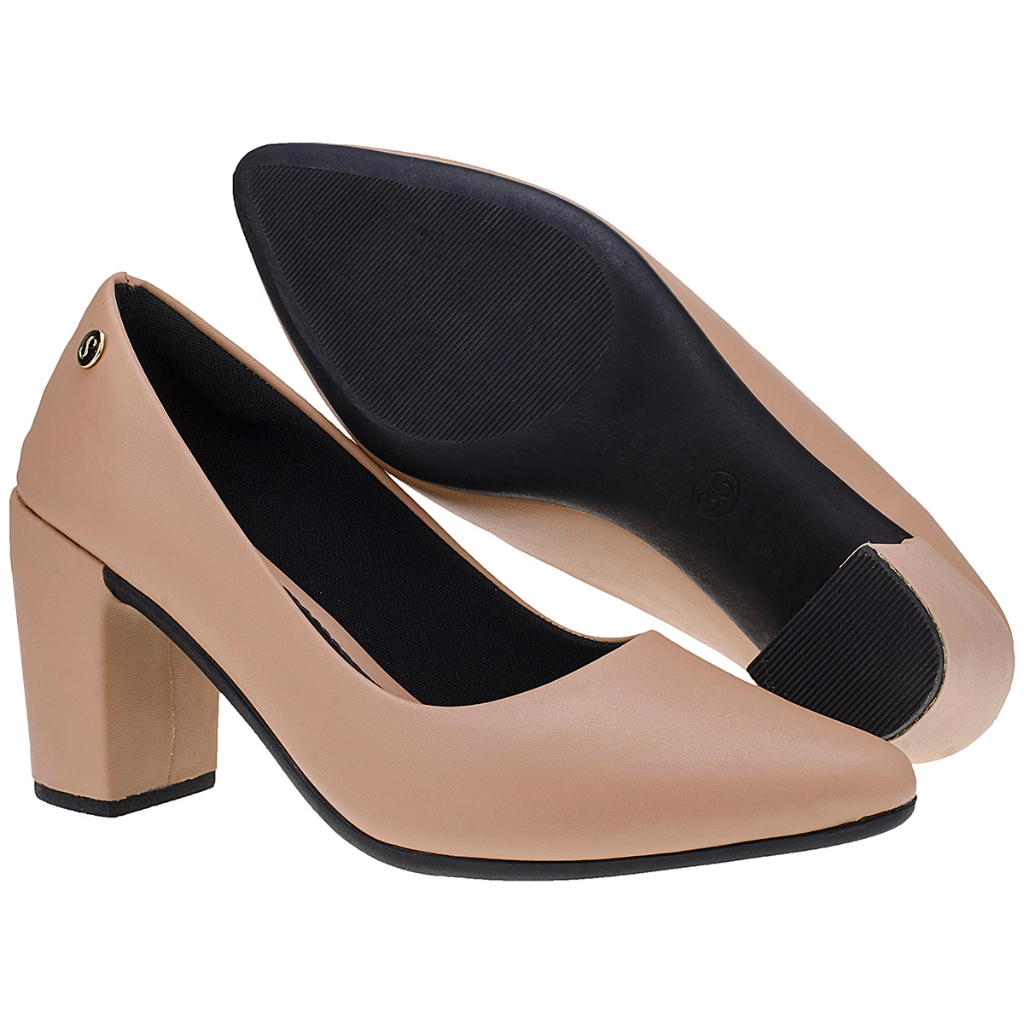 Scarpin Feminino Salto Grosso Bico Fino Shekinah Lançamento Moda Noiva Festa Fashion em Oferta na Shopee