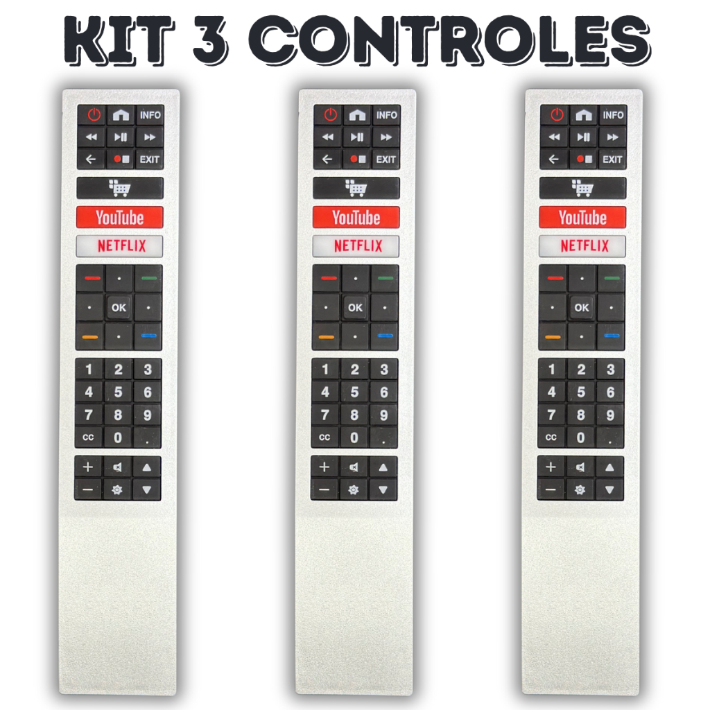 Controle Remoto Para TV LED AOC Smart 4K com Netflix / YouTube Rc4183901 / 32S529578G / 43S529578G / 50U629578G / 55U629578G