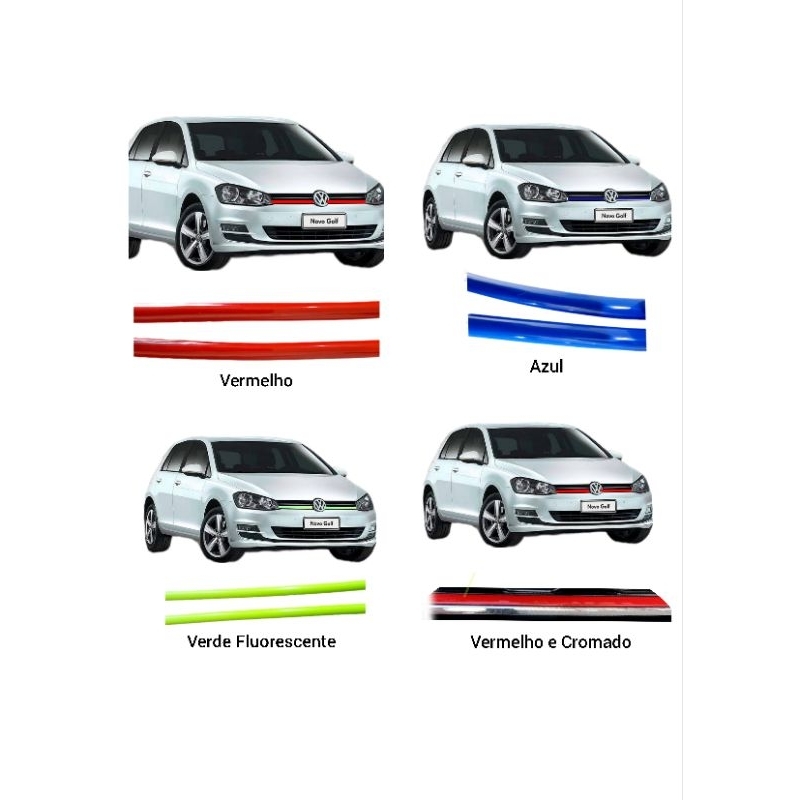 Aplique Friso vermelho Golf Tsi Gti detalhe decorativo grade