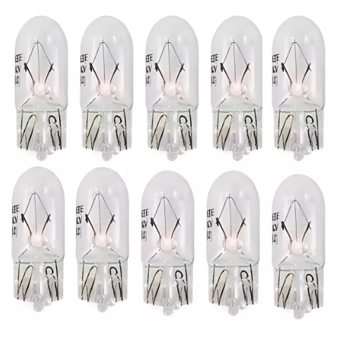 Kit 10 Lampadas Pingão T10 Meia Luz Carro Automotiva 12v 5w Original Pingo Pingao Meia Luz Farol