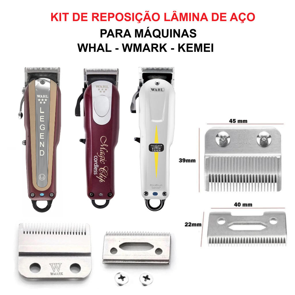 LÂMINA DE REPOSIÇÃO PARA MÁQUINAS DE CORTE LÂMINA DE AÇO PARA MÁQUINA DE CORTE KEMEI WMARK WAHL