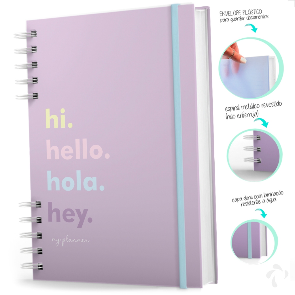 Planner 2026 Hi Hello Mensal E Semanal Capa Dura Revestimento Premium