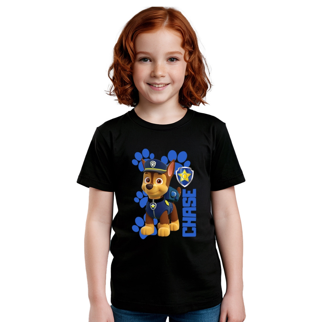 Camiseta Camisa Blusa Infantil Juvenil Para Menino Menina 100% Algodão Personagem Chaise Patrulha Canina