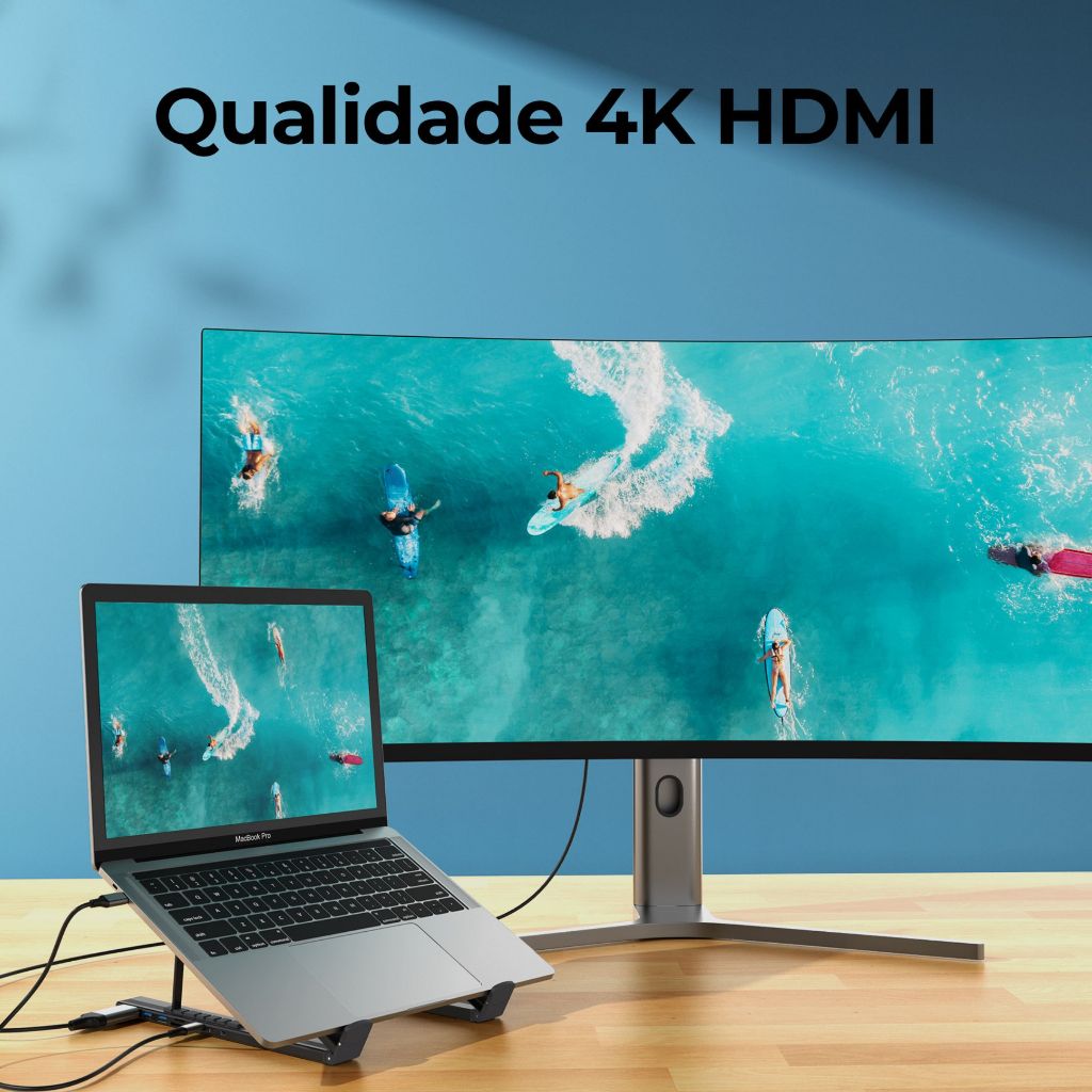 Detalhes do Hub 7 Em 1 + Suporte Notebook Dapon Docking Station 4k@30hz