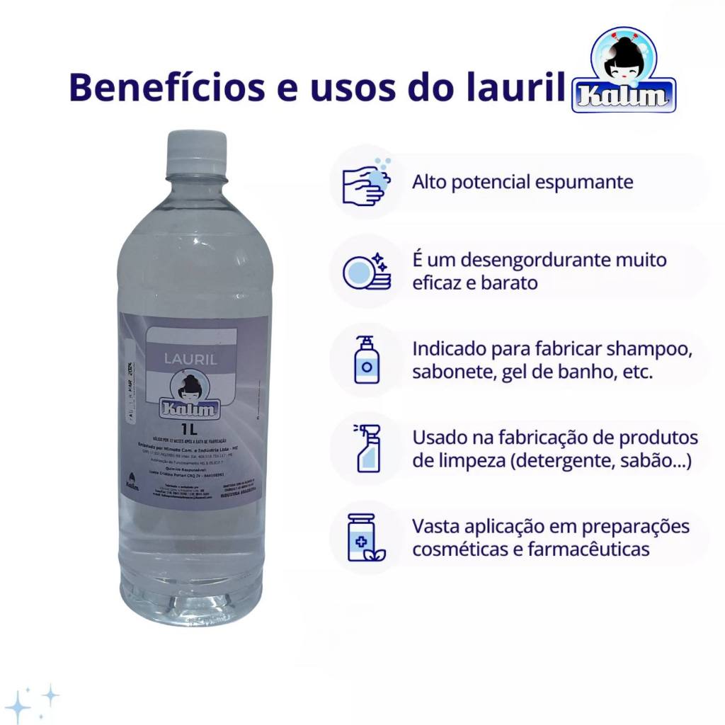 Lauril De 1ª Linha 1 Litro Alto Poder De Espuma Para Sabonete, Detergente, Sabão