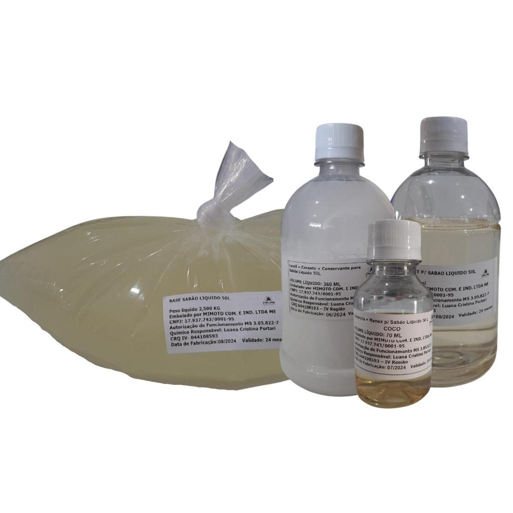 Base Para Sabão Líquido Côco Concentrado Kit Para Fazer 50 Litros