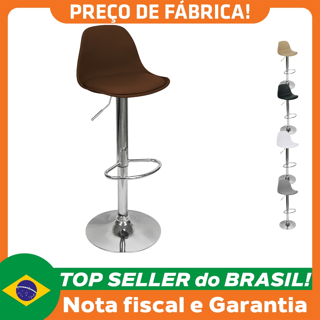 Banqueta Joly Luisa Giratória Regulável Base Giratória Cromada