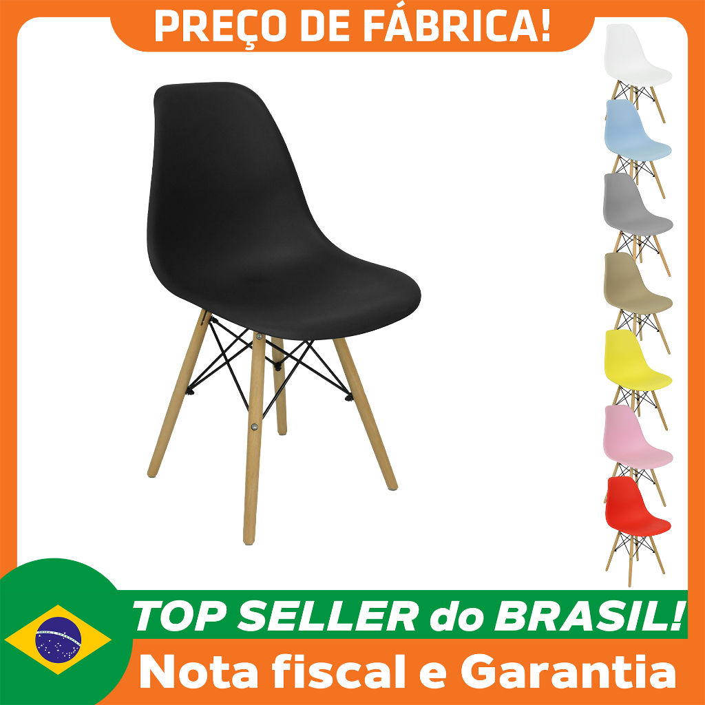 Cadeira Charles Eames Eiffel Wood Design Varias Cores