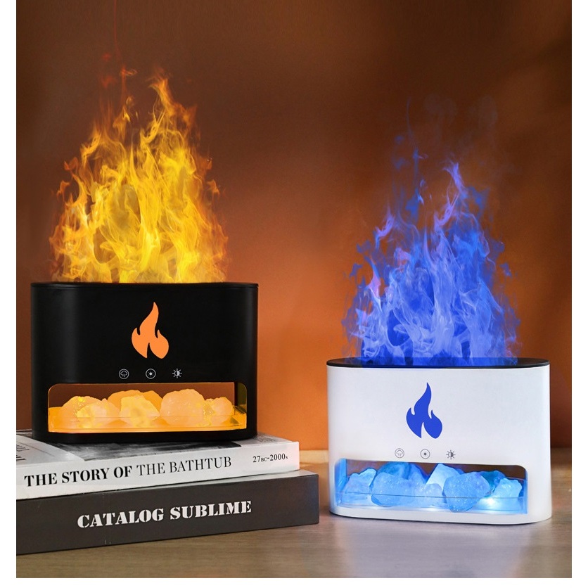 Difusor Aromatizador Ultrassônico LED Umidificador De Efeito Chama Purificador De Óleo Essencial