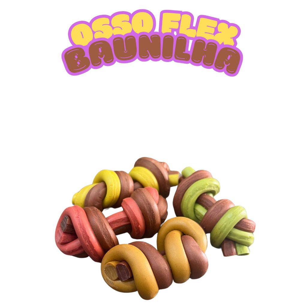 Petisco pet para cães osso macio Flex Tubete sabor baunilha comestível - 4 unidades