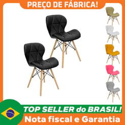 Kit 2 Cadeiras Charles Eames Eiffel Slim Wood Estofada