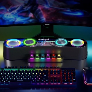 Caixa de Som Bluetooth Gamer Soundbar Alta Iluminação Led Rgb para Computador Pc Notebook Tv Usb -C7 em Oferta na Shopee