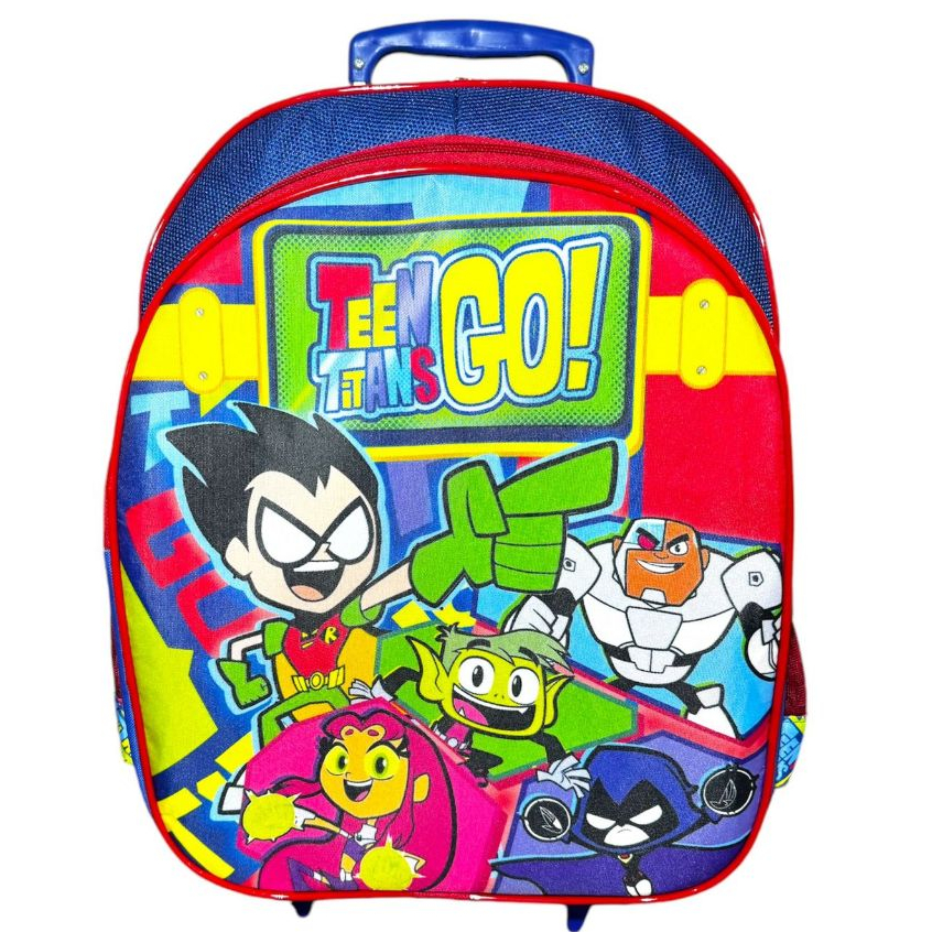 Mochila Infantil Escolar Rodinhas Meninos Jovens Titãs Teen Titans Go Tamanho G