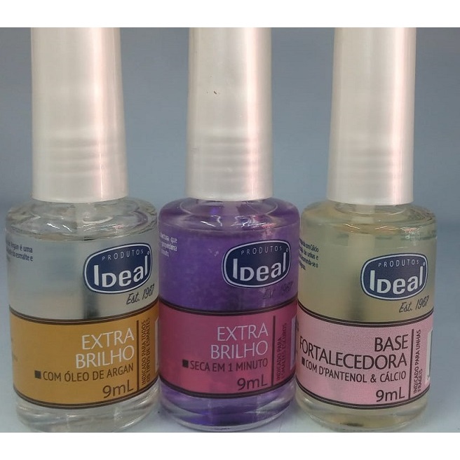 Base Fortalecedora e Extra Brilho Rochinha e Extra Brilho Argan Ideal kit 03 em Oferta na Shopee