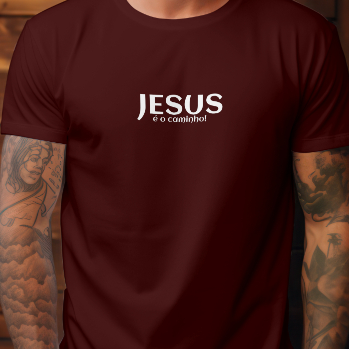 Camiseta Masculina Gospel Católica Evangélica Jesus é o Caminho do M ao GG 100% Algodão Fio 30.1