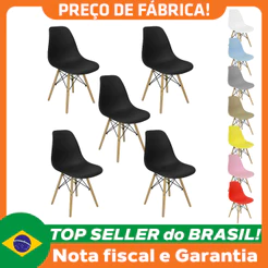 Kit 5 Cadeiras Charles Eames Eiffel Wood Design Varias Cores