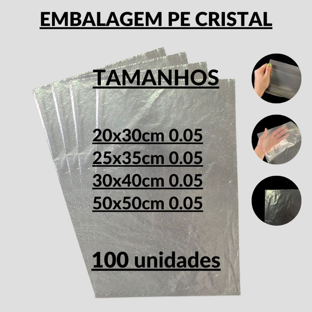 100un Saco Transparente Sem Aba Plástico Cristal Embalagem Roupa Qualidade Várias Medida Loja Camisa em Oferta na Shopee