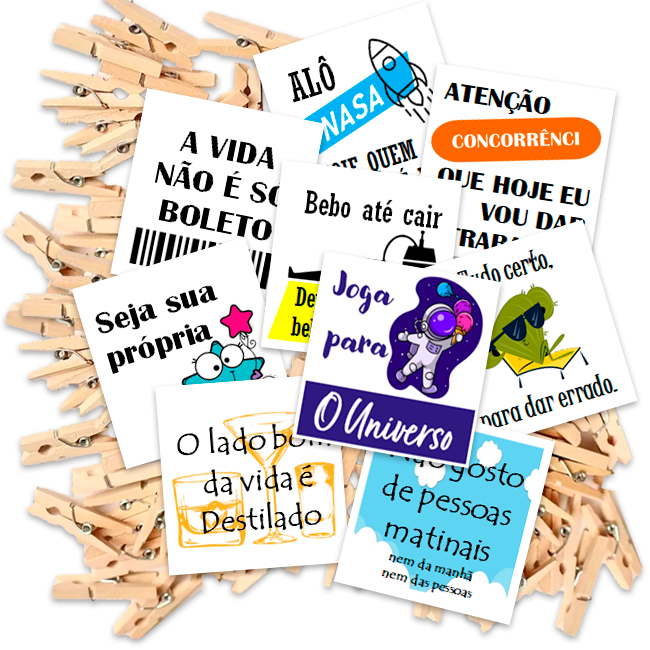 Kit 50 Tags para Drinks com Mini Pregadores Naturais