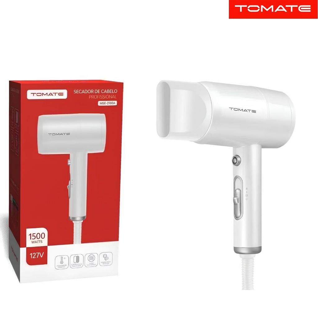 Secador de Cabelo Profissional 127V/220 1500W/1800w Tomate MSE-2700