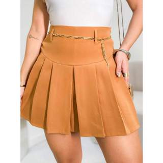 Saia Feminina Alfaiataria Lia Plissado  cintura alta Com Forro Tamanho P M G em Oferta na Shopee