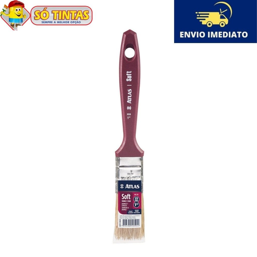 Trincha Média 355 Soft Atlas Cerdas 100% Naturais Ideal para Verniz e Stain sobre Madeiras em Oferta na Shopee