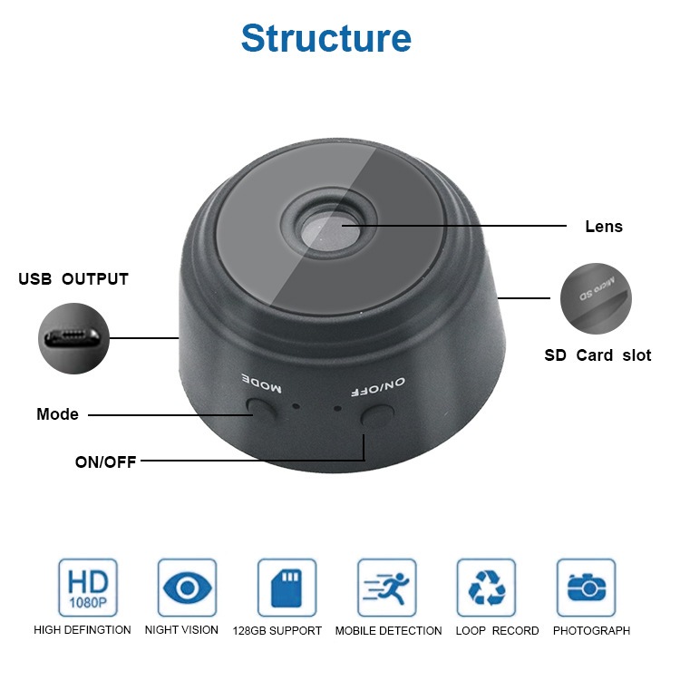 Kit 2 Mini Câmera A9 HD Wifi Visão Noturna Com Gravador Sensor de Presença Infravermelho