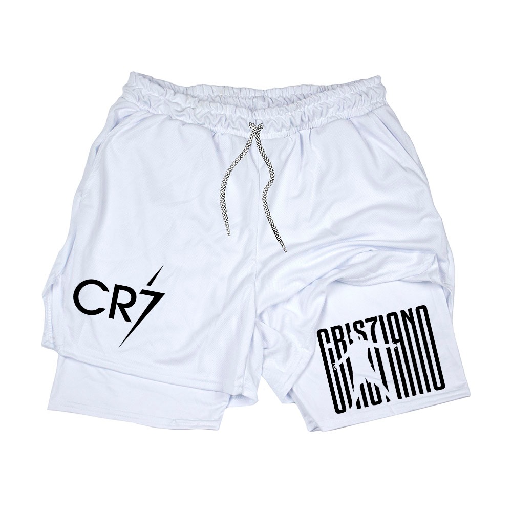 Short de Compressão 2 em 1 Academia Treino Personalizado Cristiano Ronaldo Cr7 Bermuda Fitness Musculação