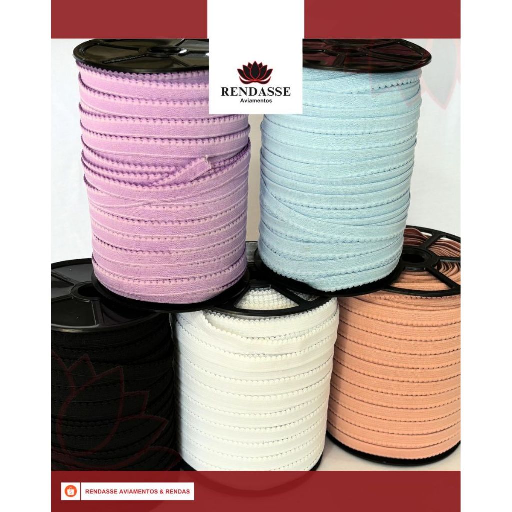 Kit 5 Elástico de bico (tipo JURERÊ) c/100mts Cada Liga Lingerie Aviamentos em Oferta na Shopee