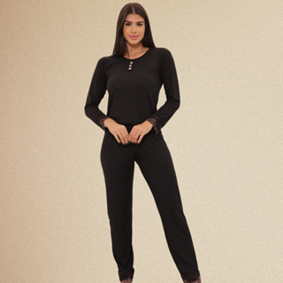 Pijama Canelado Longo Calça Feminino Blogueirinha em Oferta na Shopee