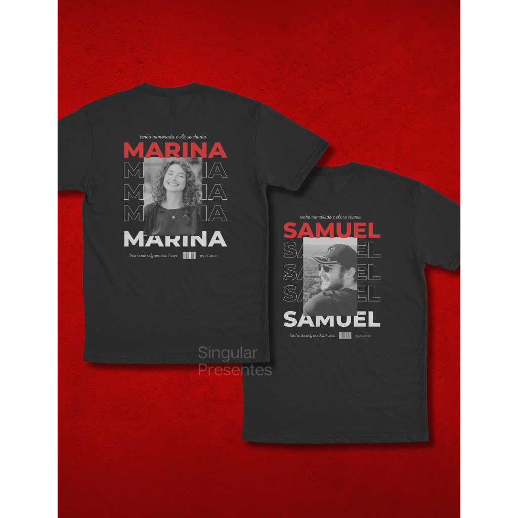 Kit Camisetas Bordadas Personalizada - Modelo Not Single - Presente bordado para namorados