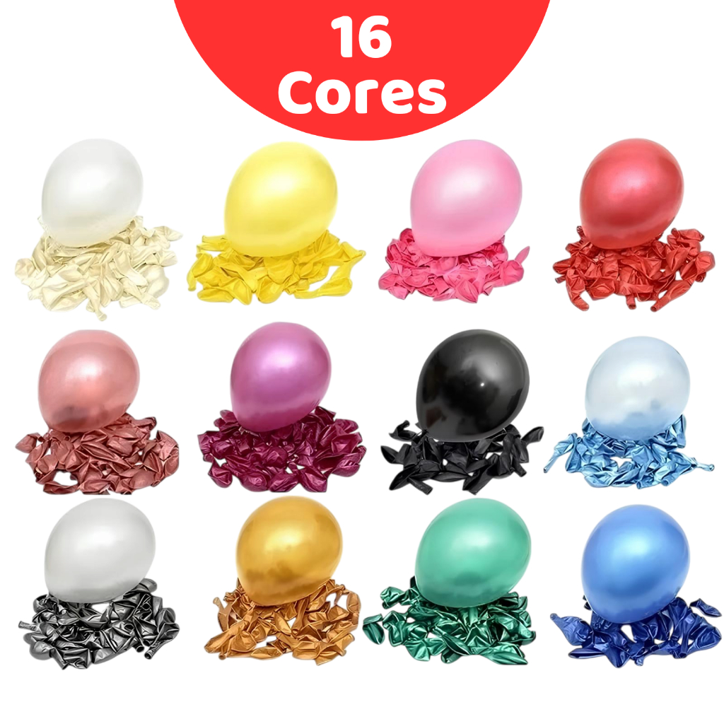 Balão Bexiga Látex Pérola 25 Unidades De 10 Polegadas Decoração De Festa Metalizado em Oferta na Shopee