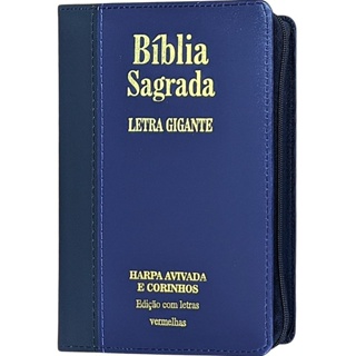 Bíblia Evangelica Sagrada Letra Gigante Padrão Zíper Preta Com Harpa Índice em Oferta na Shopee