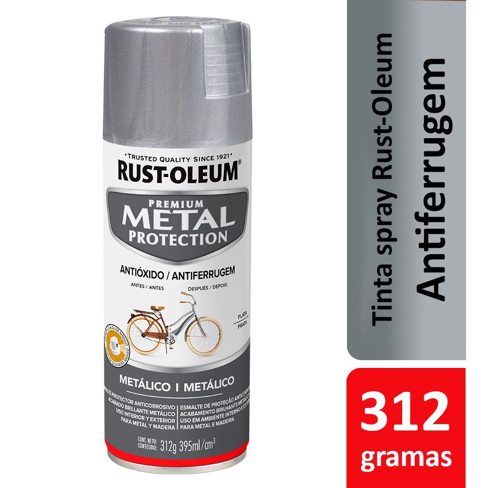 Spray Metal Protection Prata Metálico 312g Rust Oleum - Home & Living