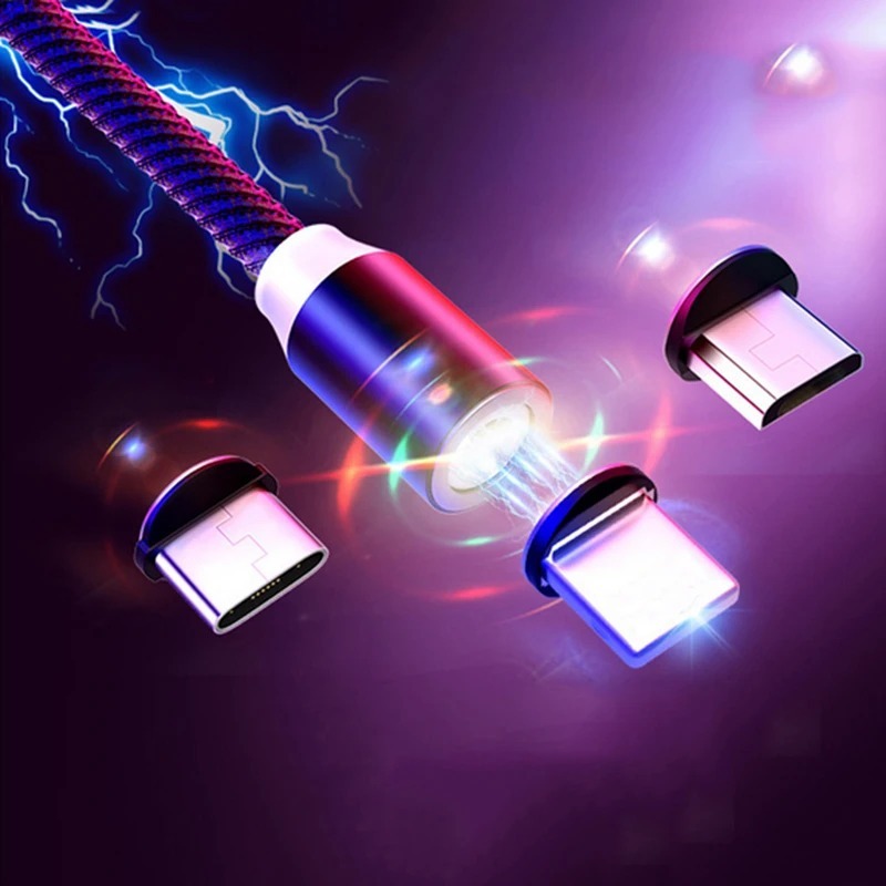 Cabo Carregador Magnético 3 Em 1 Type C Lightning Micro Usb