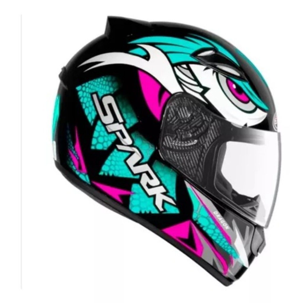 Capacete Fechado Spark Dragon Preto Fosco/azul Tifanny Feminino Emediato em Barato Promocional Capacete Fechado de Menina Tamanho 56 58 — R$ 255,64 em Shopee, 53% OFF