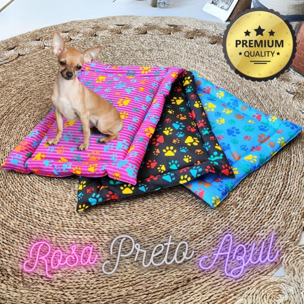 Cama Colchonete Almofada Caminha Gato Cachorro P 55x40, M 60x50, G 70x60 Preta Azul Rosa La Casa Pet