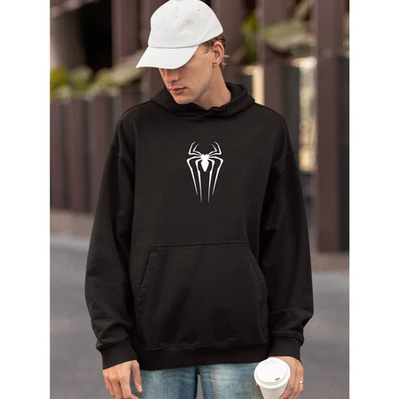 Moletom Canguru Unissex Spider Blusa de Frio Estampada 100% Algodão Confortável