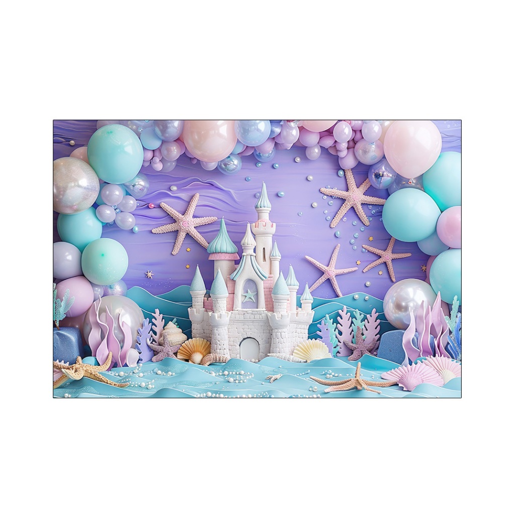 Fundo Fotográfico  - New Born Fundo do Mar Castelo Lilás e Rosa 020