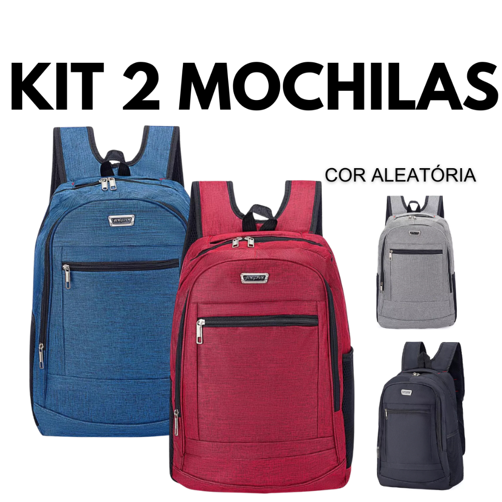 Kit 2 Mochilas Masculina Feminina Impermeável Nylon Homens Elegantes Executivo Social