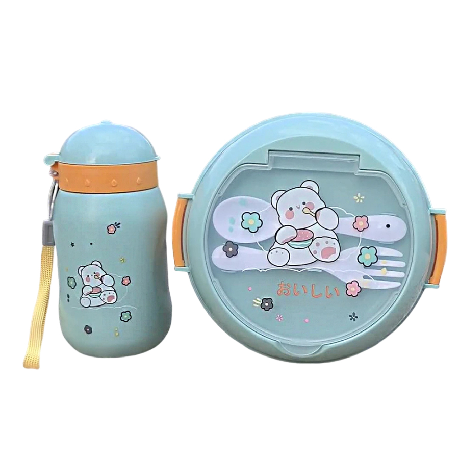 Kit Lancheira Infantil Marmita Com Garra Garfo Colher Pote Com Tampa em Oferta na Shopee