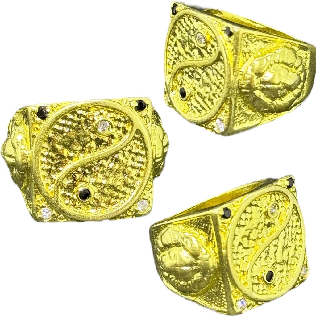 ANEL YIN YANG QUADRADO - MOEDA ANTIGA / ANEL IDENTICO AO OURO 18K