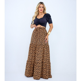 SAIA LONGA FEMININA -  3 MARIAS - COM ELASTICO - PLUS SIZE - MODA ENVANGELICA em Oferta na Shopee