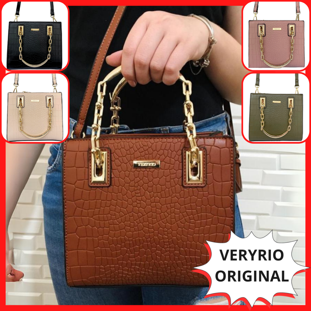 Bolsa de Festa Casamento Balada Pequena Luxo com Alça de Mão DouradaTextura Croco Veryrio Original