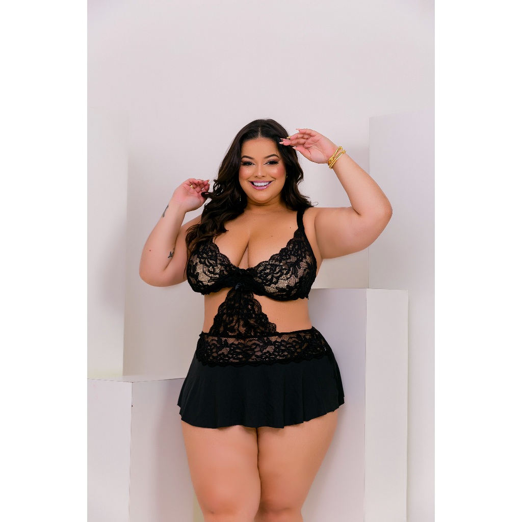 Camisola Plus Size Sensual (Duo) em Oferta na Shopee