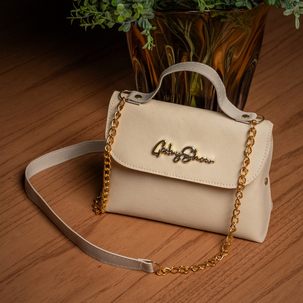 Bolsa Feminina Baúzinho Pequeno, Transversal Corrente, Couro Sintético, Moderno, Festa, Gaby Show
