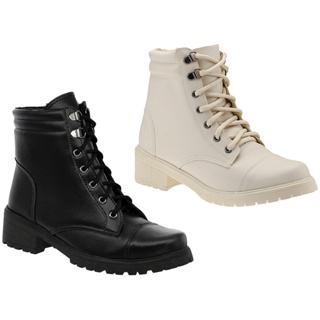 Kit 2 bota feminina Coturno Salto Baixo Aplicação Metal moda em Oferta na Shopee