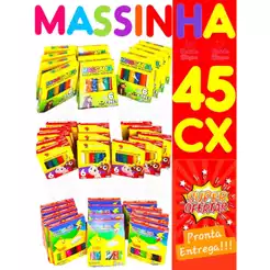 45 Cxs De Massinha De Modelar Colorida Kit Festa Para Lembrancinha Aniversario Prenda Criança
