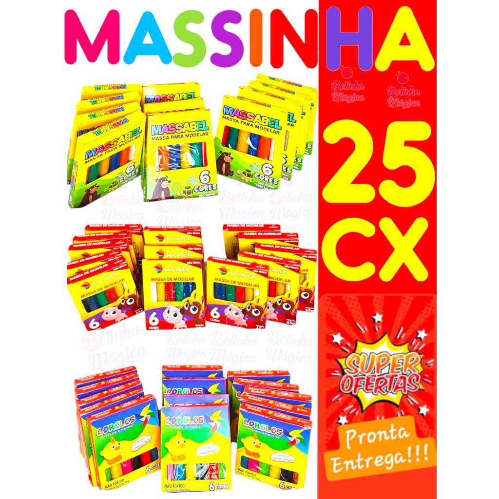 25 Cxs De Massinha De Modelar Kit Festa Para Lembrancinha Aniversario Prenda Quermesse novo em Oferta na Shopee