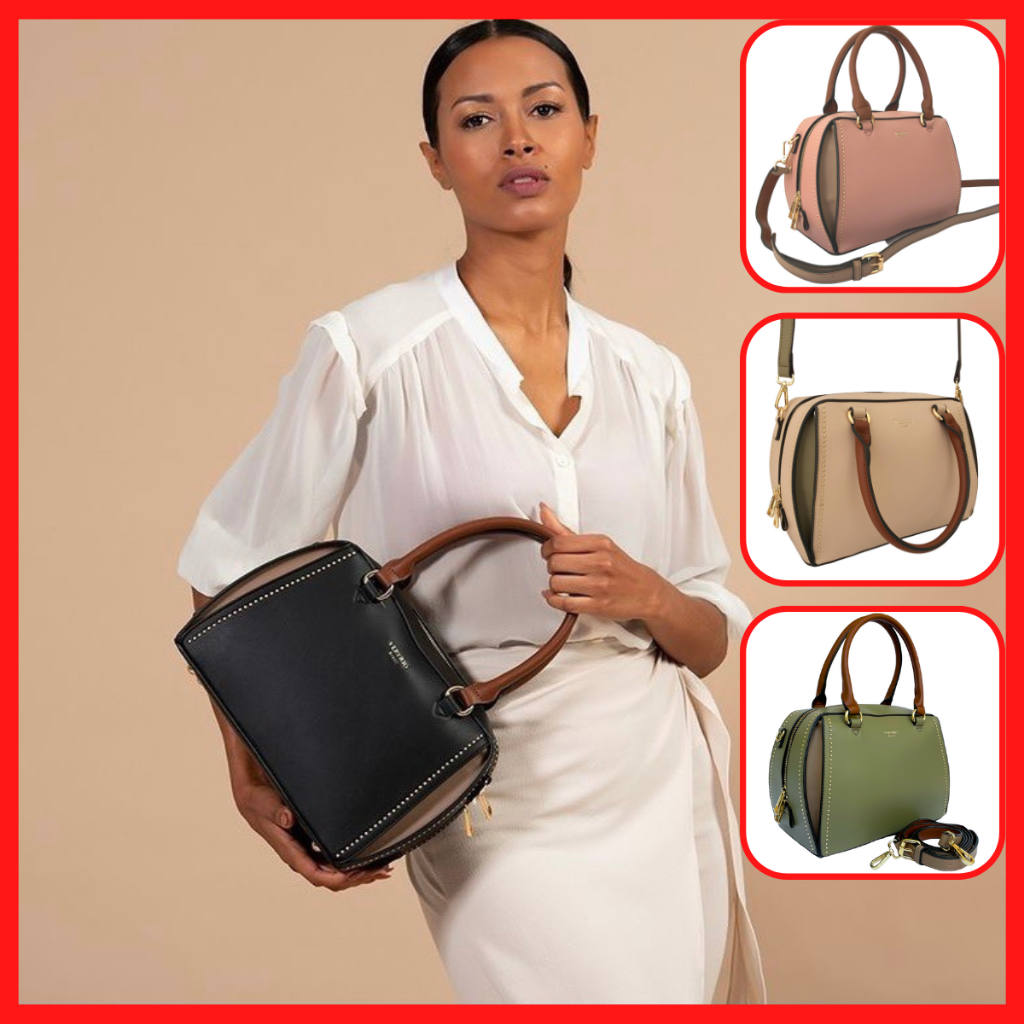 Bolsa Baú Grande Transversal com Tachas Douradas Moderna Luxo Marca Veryrio Original Alça Ajustável