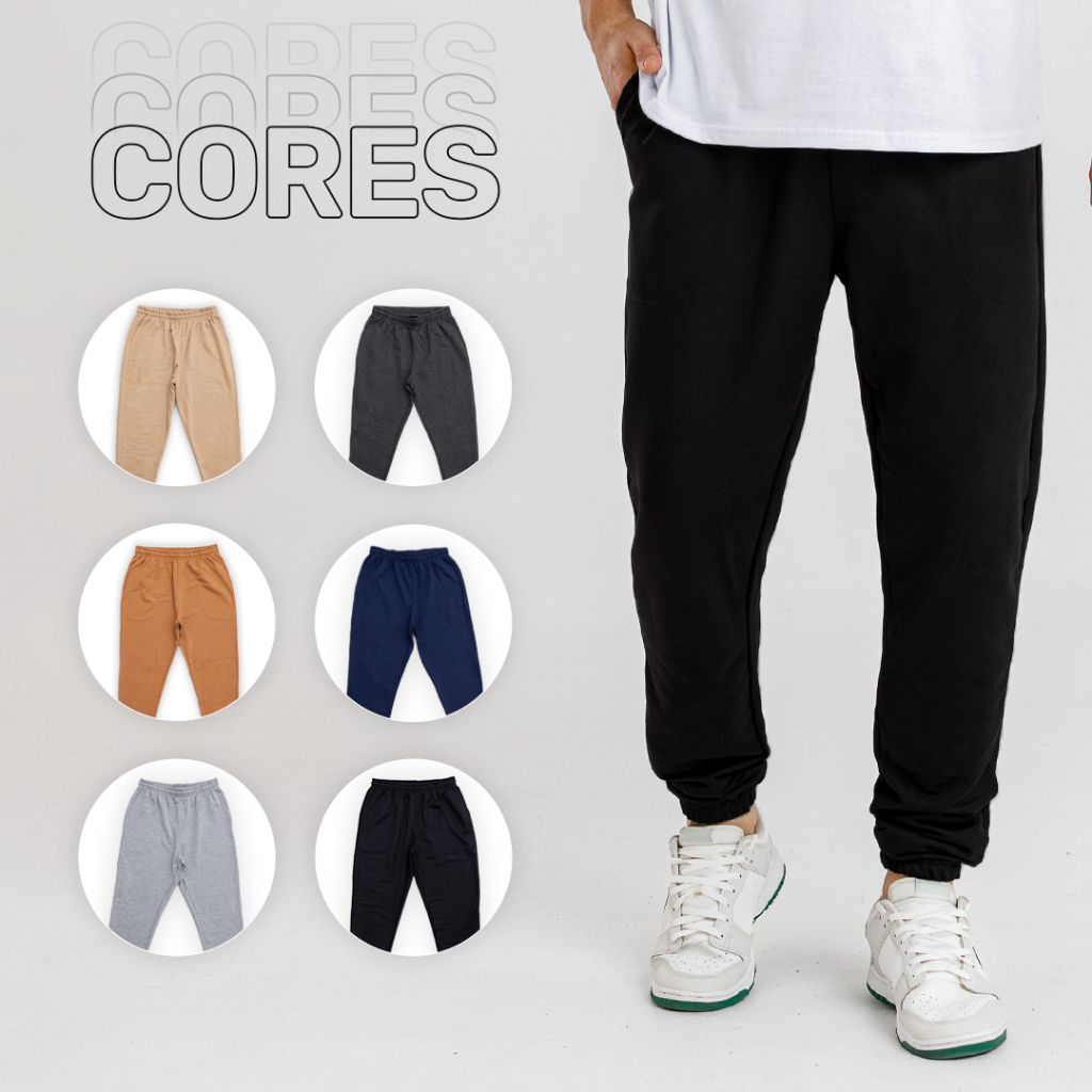 Kit 4 Calças Jogger Moletom Masculina - Bolsos Laterais - Conforto e Estilo, Casual e Esportivo em Oferta na Shopee